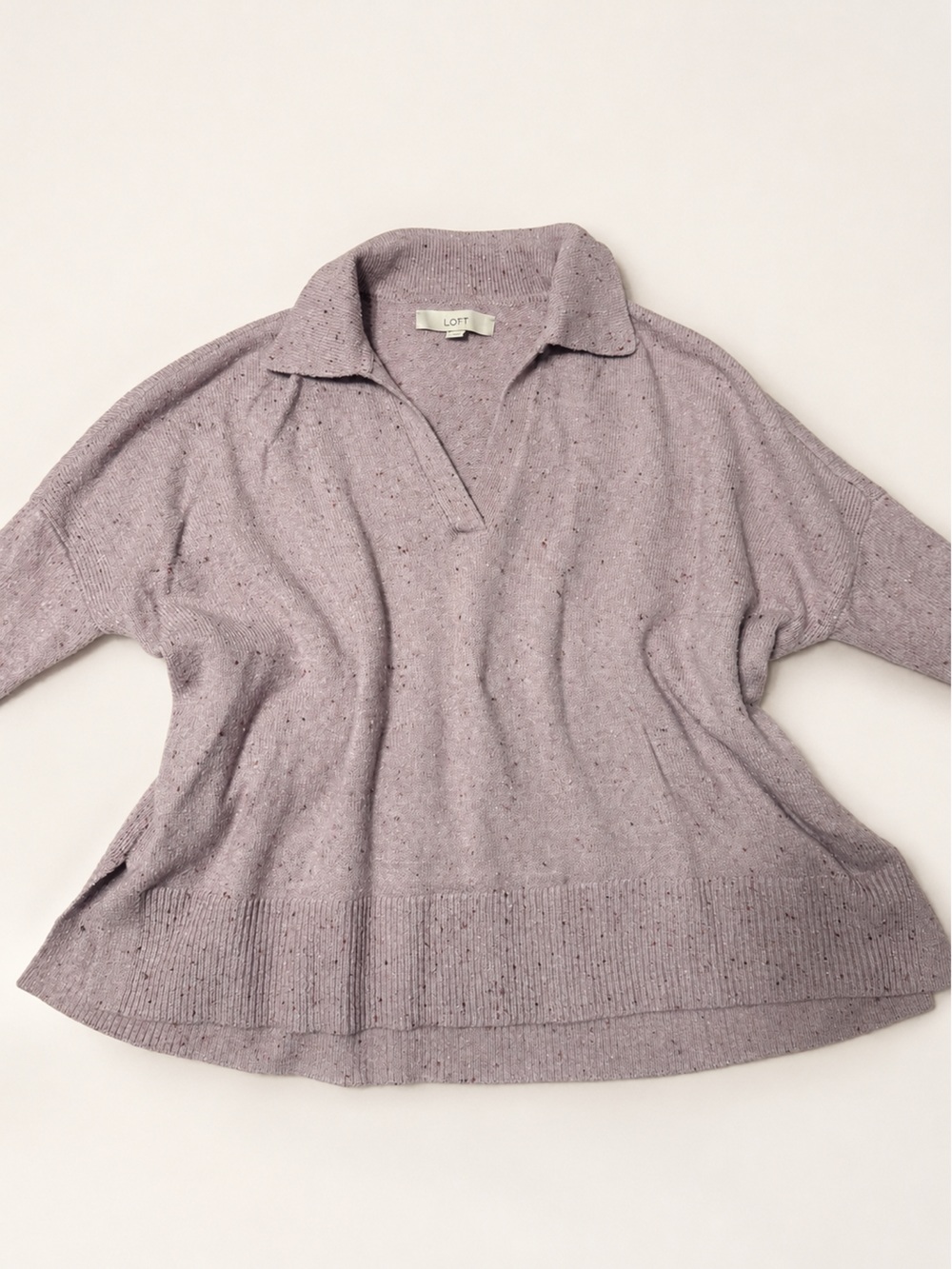 Cozy LOFT sweater in a soft light LOFT Speckled Knit Cowl Neck Sweater Size XS